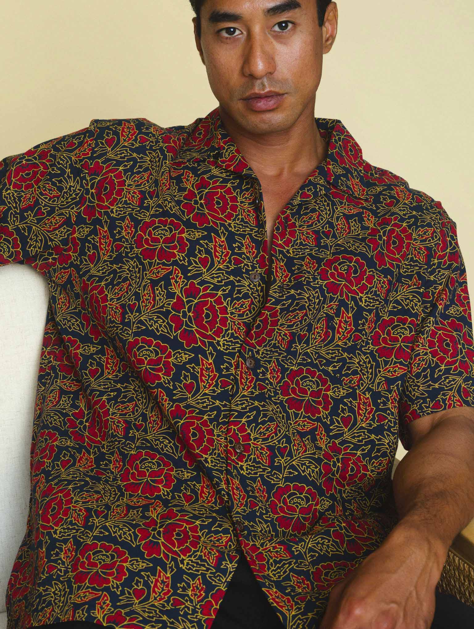 Asian Rose Aloha Shirt | Lotus and Lime Asian Rose Aloha Shirt | Lotus and Lime