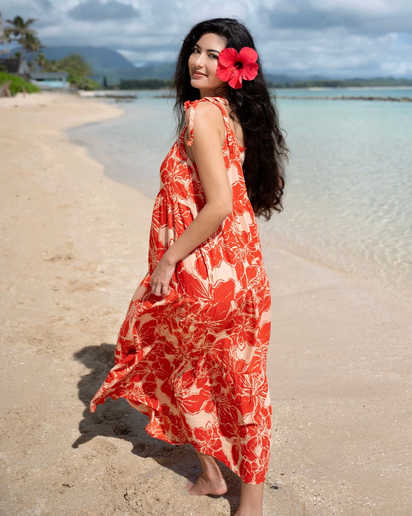 mele beach dresses mele pink hawaiian maxi dress